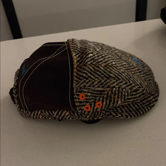 DSQUARED Brown and Blue Herringbone Cap - Picture 3 of 4